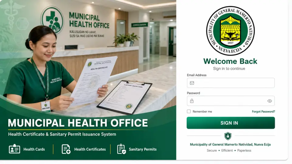 Health Certificate & Sanitary Permit interface preview